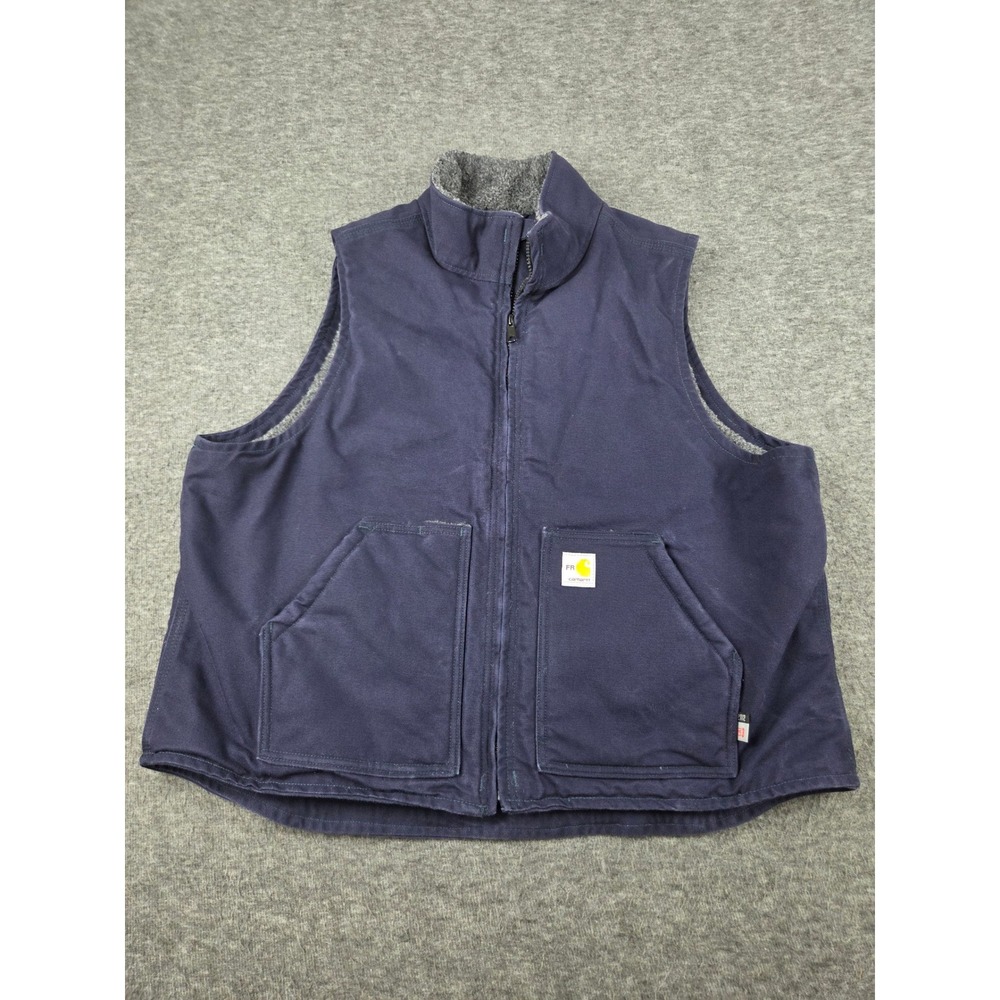 Carhartt Vest Mens XL Navy duck sherpa FR Relaxed Fit Flame Resistant 104981 DNY